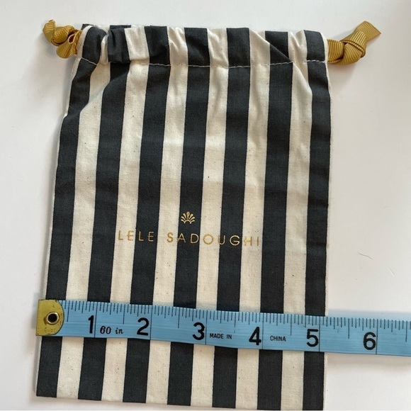 Lele Sadoughi Mini Small Striped Drawstring Dust Bag 7” x 5” - Picture 5 of 5